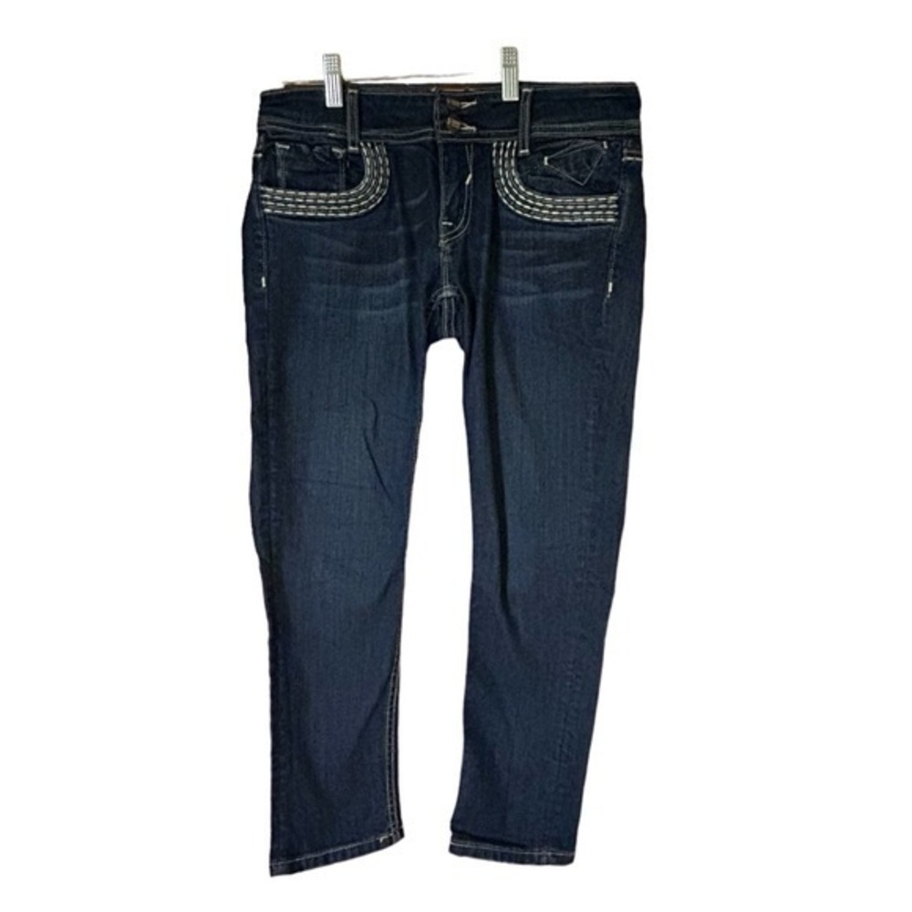 Vigoss Womens Capri Jeans Flap Pocket Western Contrast Stitch Stretch 5/6 28‎